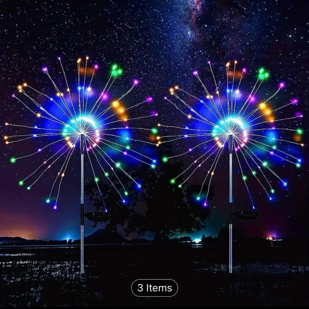 2 Pack Vibrant Solar Garden Firework Lights